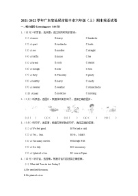 2021-2022学年广东省汕尾市陆丰市六年级（上）期末英语试卷