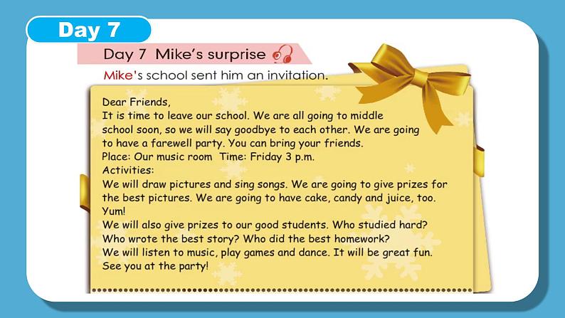 人教版英语六年级下册Recycle Mike's happy days第五课时课件+教案+练习+素材08