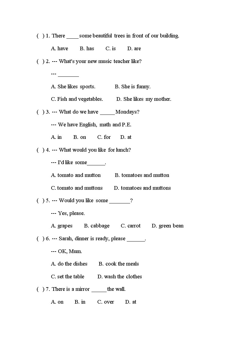【期末语法】北师大版（三起）-五年级上册英语期末专项训练（含答案）02