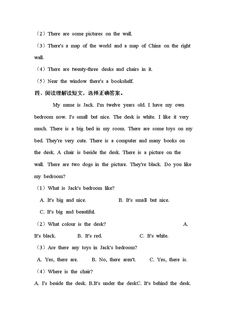 【期末阅读】北师大版（三起）-六年级上册英语期末专项训练（含答案）第3页