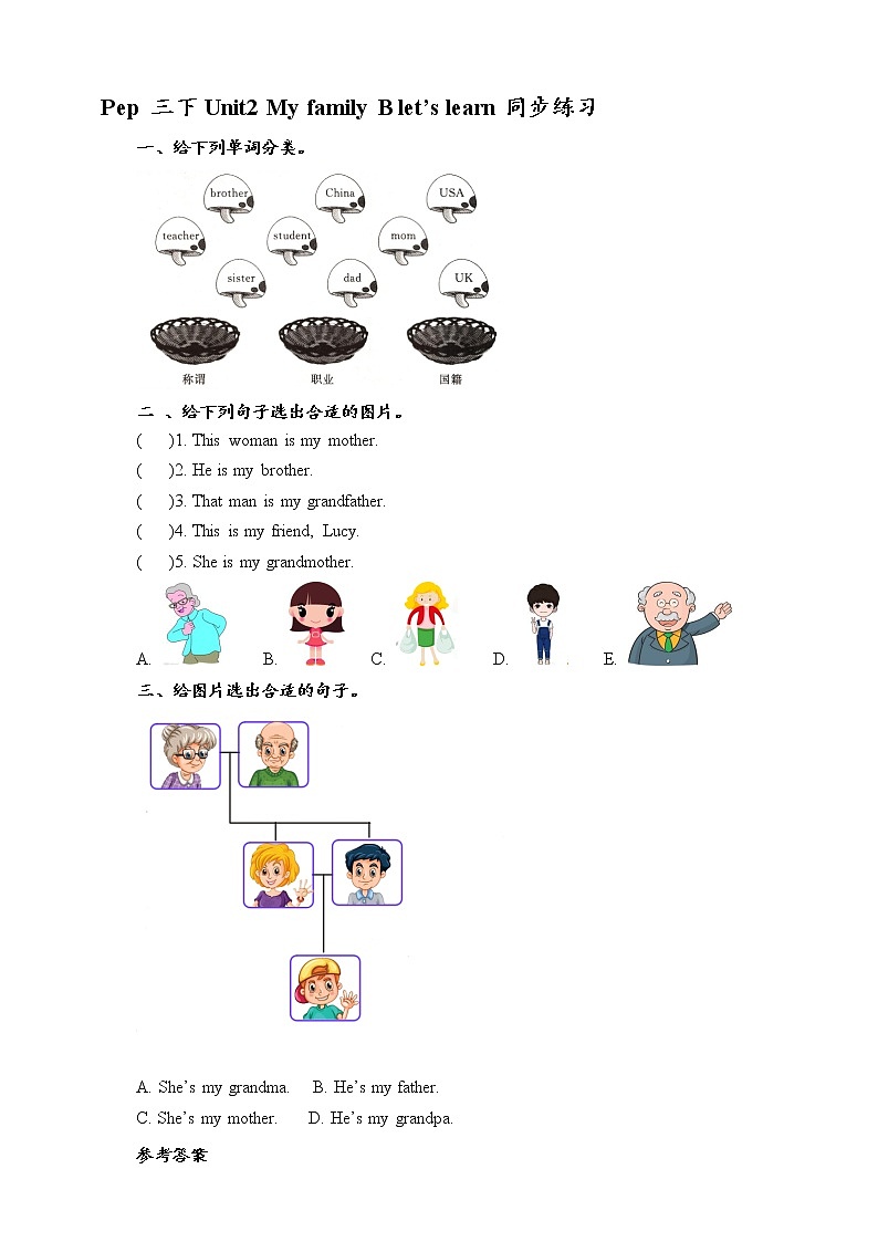 Unit2 My family B let's learn 课件+教案+同步练习01