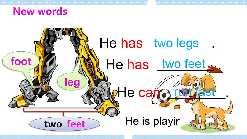 Unit 10 He has two feet课件07