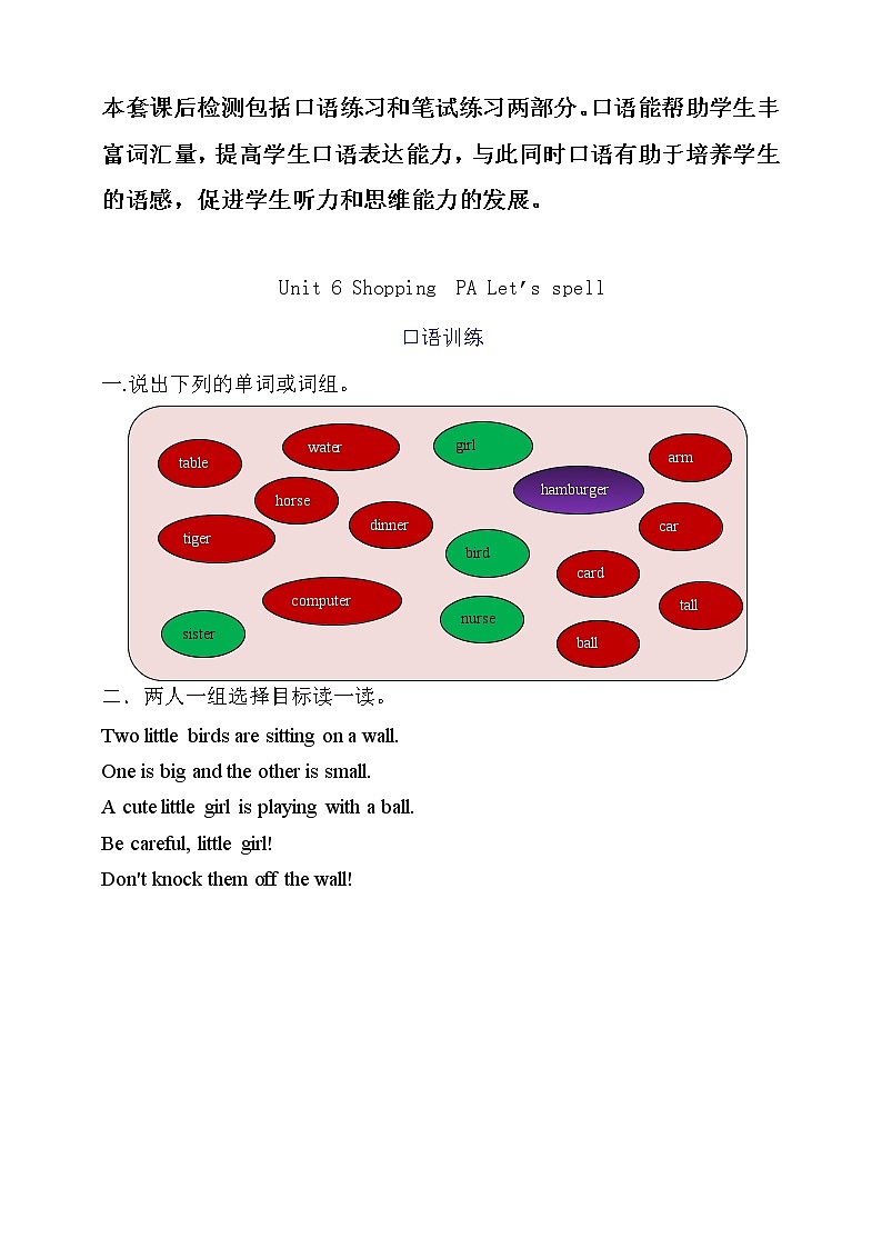 Unit 6 Shopping Part A Let's spell课件+教案+素质检测+素材01