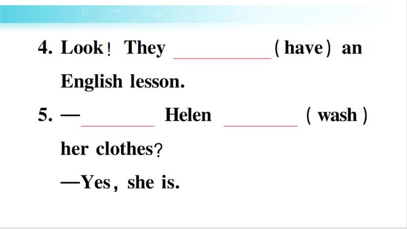 人教版（PEP）英语六年级下册 第十五讲　现在进行时 习题课件03