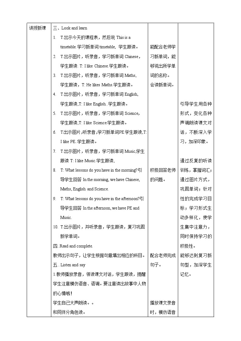 Unit 4 Subjects 第一课时 课件+教案+习题02