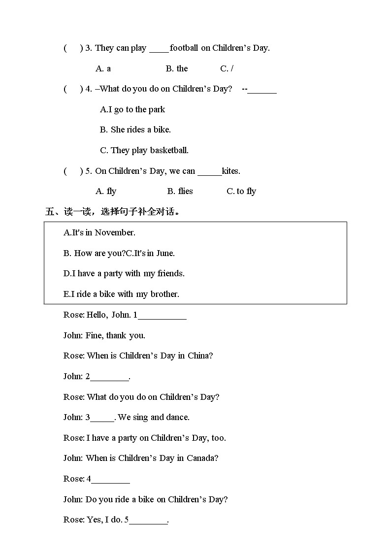 Unit 11 Children's Day 第二课时  课件+教案+练习02