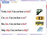 Unit 3 Can you hear a train 第二课时 Let's play&sing 课件+教案+习题
