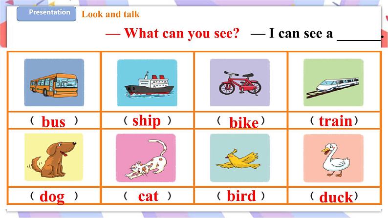 Unit 3 Can you hear a train 第二课时 Let's play&sing 课件+教案+习题08