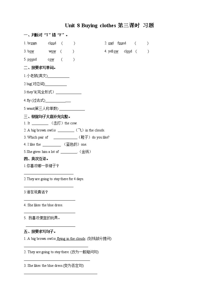 Unit 8 Buying clothes第三课时 课件+教案+练习01