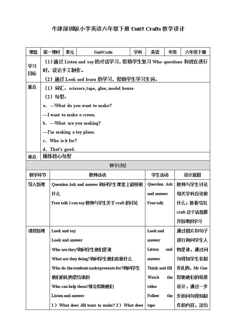 Unit 5 Carfts 第一课时 课件+教案+练习01