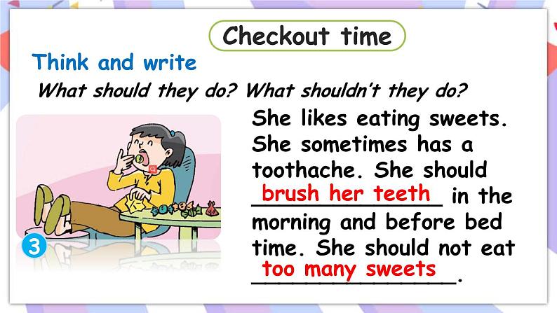 Unit 4 Seeing the doctor 第4课时 Checkout time & Ticking time 课件+素材05