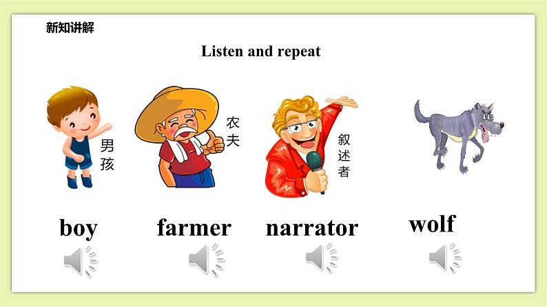 Module 4 Unit 12 A boy and a wolf-Period 1 Let 's learn课件第8页