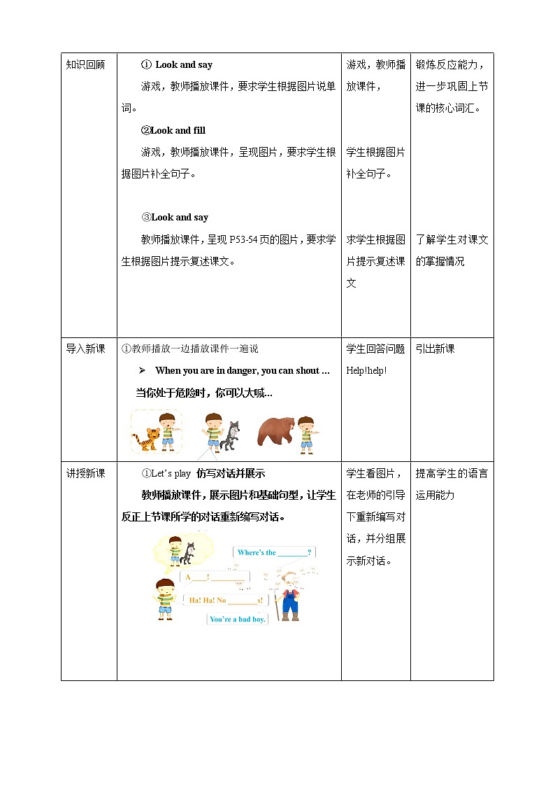 Module 4 Unit 12 A boy and a wolf-Period 3 Let's act课件+教案+练习02