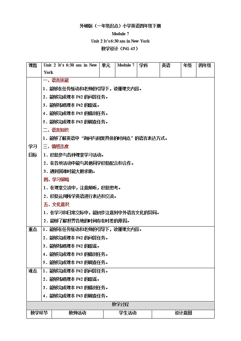 Module 7 Unit 2 It's 6：30 am in New York 课件+教案+习题01