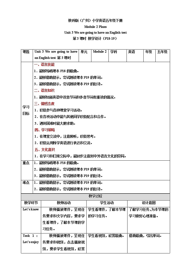 Module 2 Plans Unit 3 We are going to have an English test （第3课时） 课件+教案+习题（含答案）+素材01