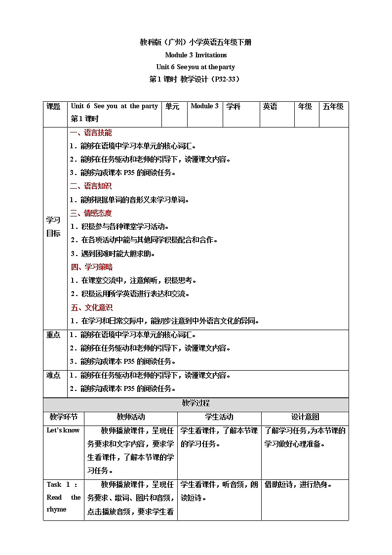 Module 3 Invitations Unit 6 See you at the party （第1课时） 课件+教案+习题（含答案）+素材01