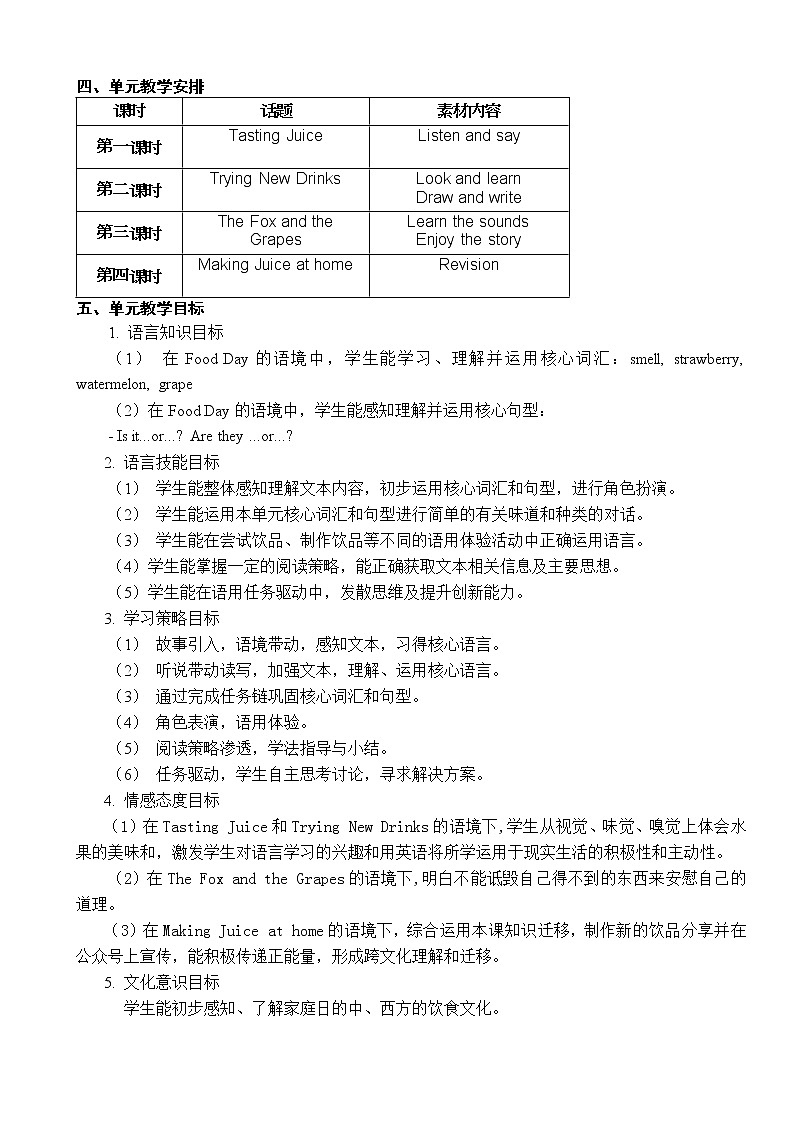 Module 1  Unit 2  Smell and taste  第3课时教案+任务单+课件02