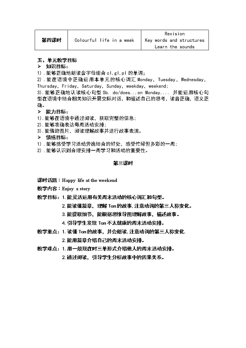 Module 3 Unit 8 Days of the week第3课时 教案+课件02