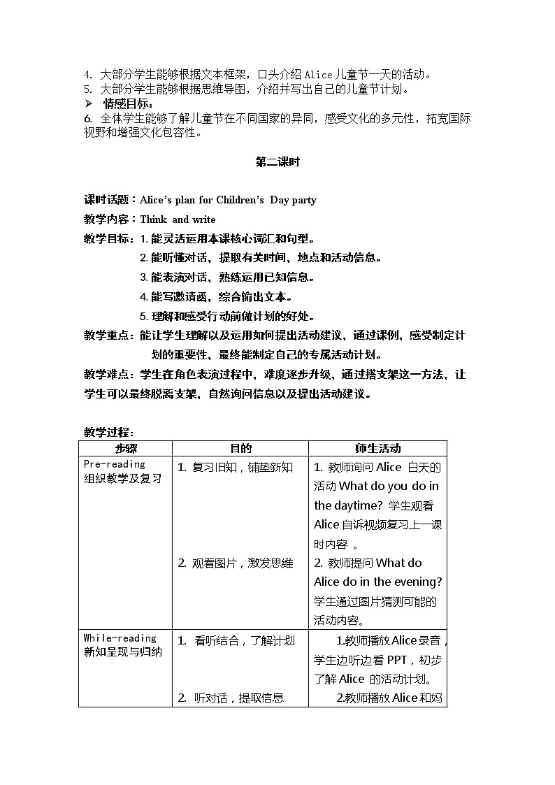 Unit 11 Children’s day第2课时 （教案）第2页