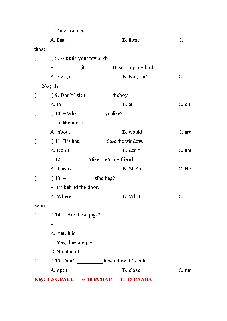 【开学摸底测试  重难点必刷卷】三升四英语开学摸底测试卷 译林版（三起）（答案版）02