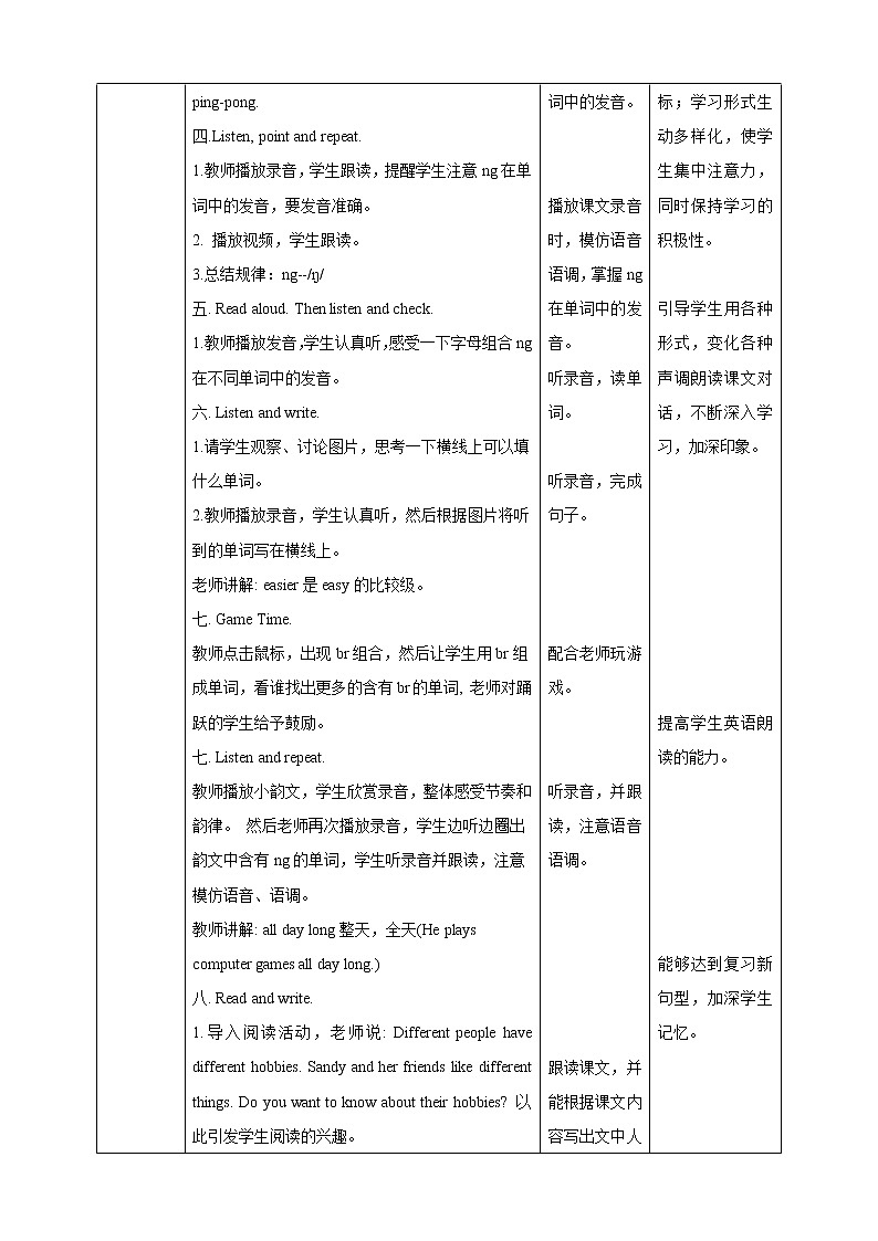 【精品备课包，课件+教案+练习+无音频素材】四年级下册英语-Unit 4  Hobbies let's spell＋let's check人教新起点02