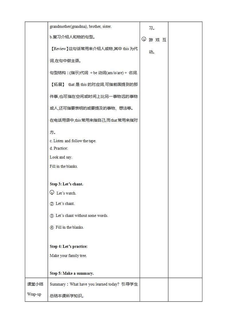 Unit 2 《My family PB Let's learn》教案第2页