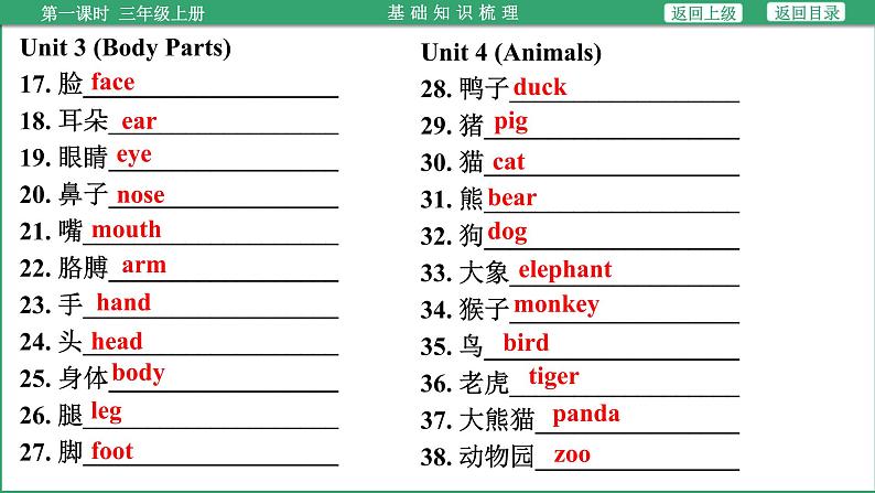 小学毕业英语总复习（小升初)人教版（教材梳理+跟踪练习）三年级上册（课件）第5页