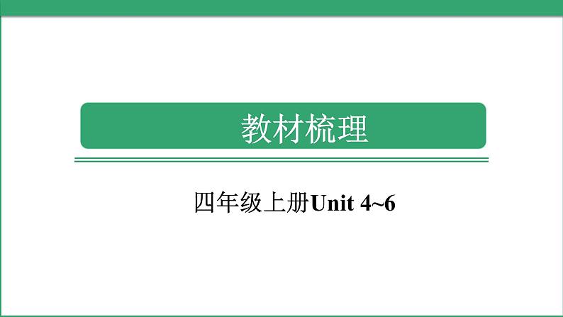 小学毕业英语总复习（小升初)人教版（教材梳理+跟踪练习）四年级上册Unit 4~6（课件）第1页