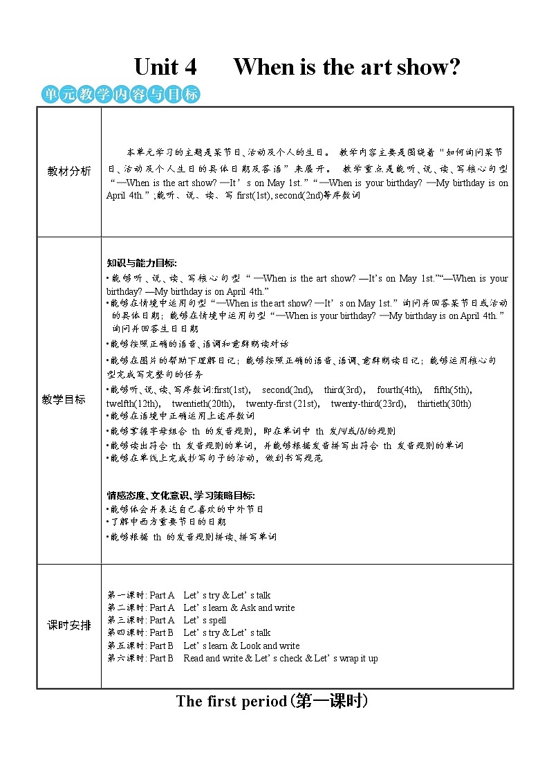 Unit 4 Part A 第1课时 课件+教案+素材01