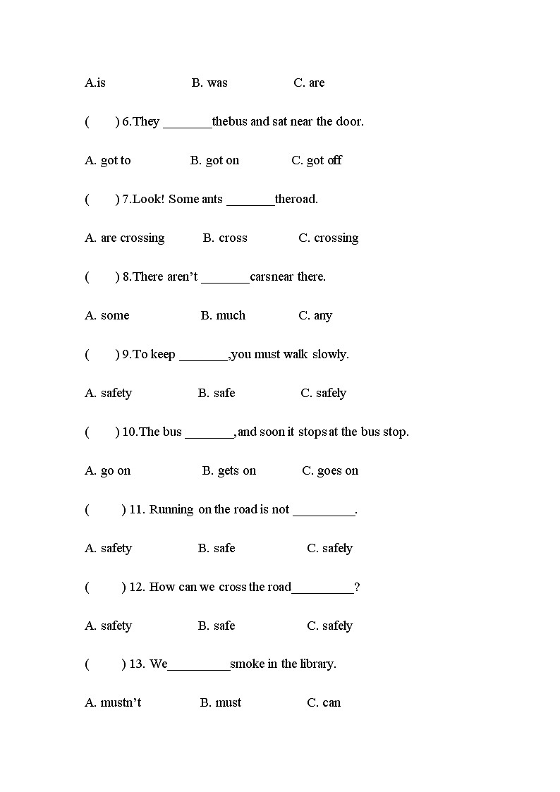 Unit4 Road safety夯实基础训练第3页