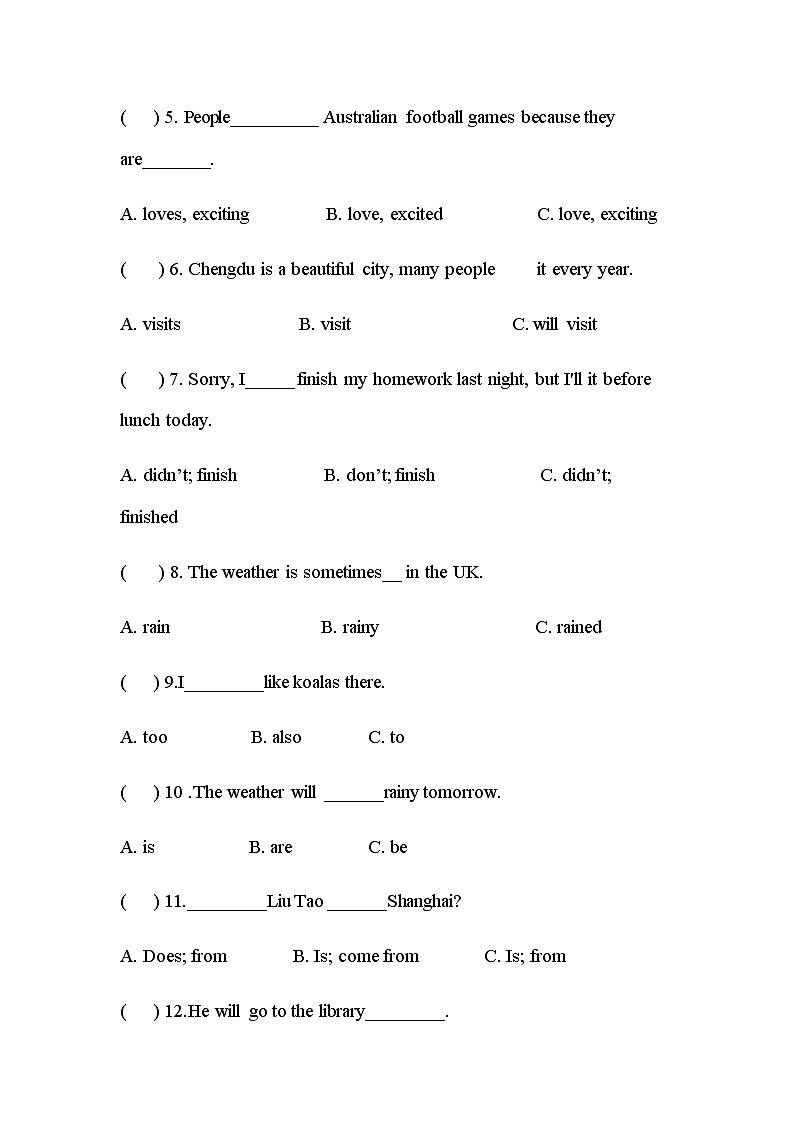 Unit 6 An interesting country 夯实基础训练02