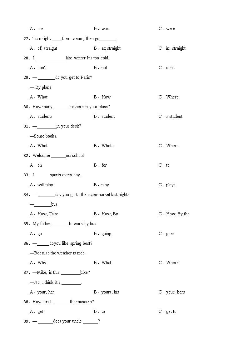 小升初英语语法： 强化练习带答案第3页