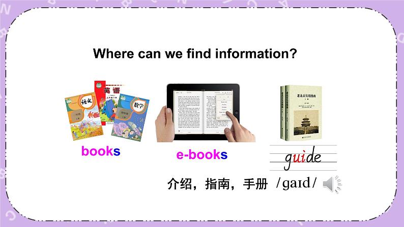 Module 4 Unit 2  We can find information from books and CDs. 第1课时 课件第4页