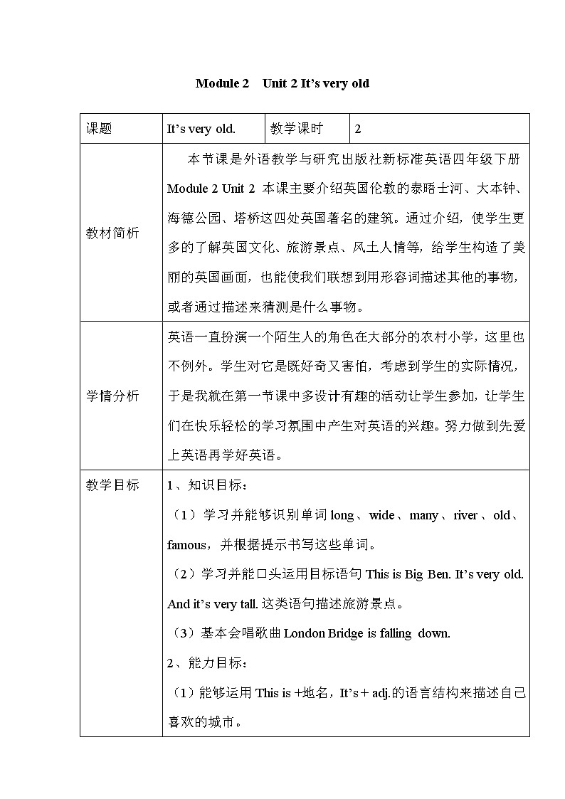 Module 2 Unit 2   It’s very old. 第1课时 课件+教案+素材01