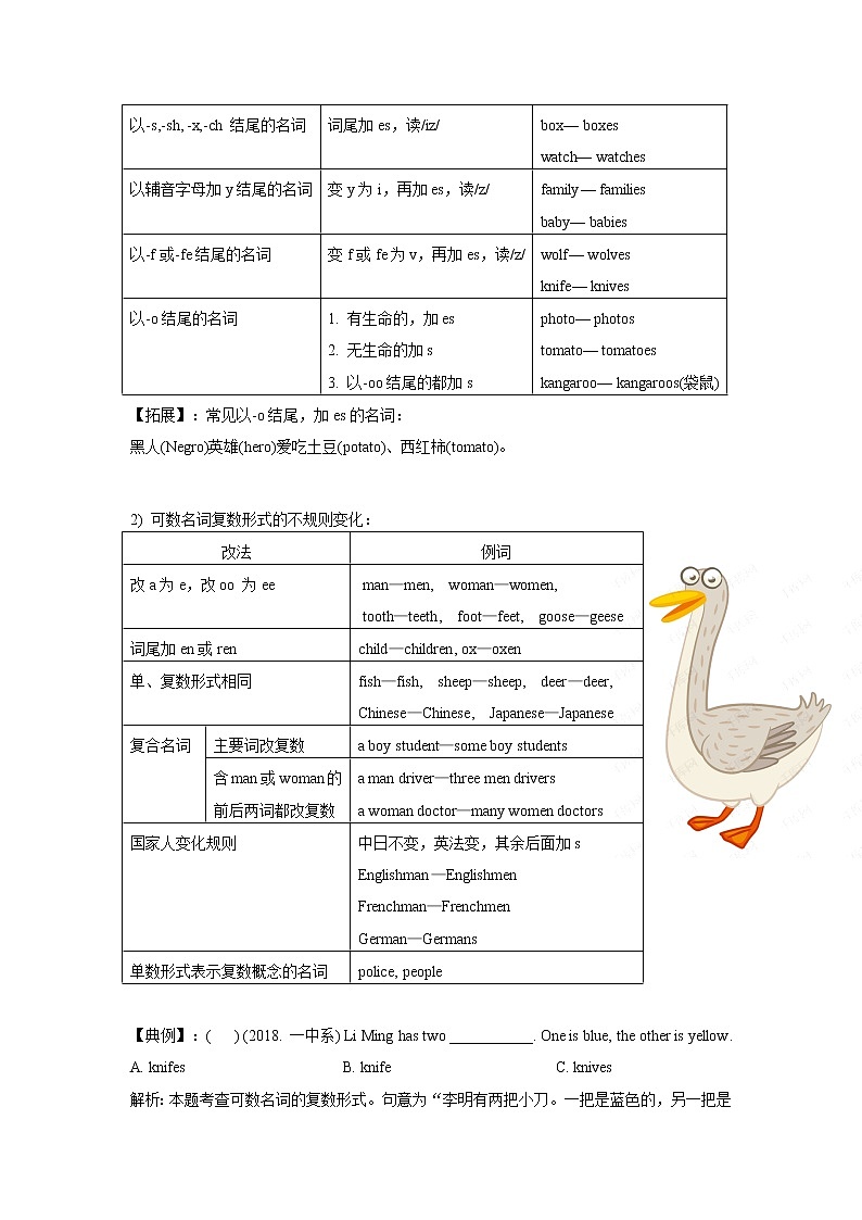 专题小升初英语复习词法第一讲  名词（带答案）03