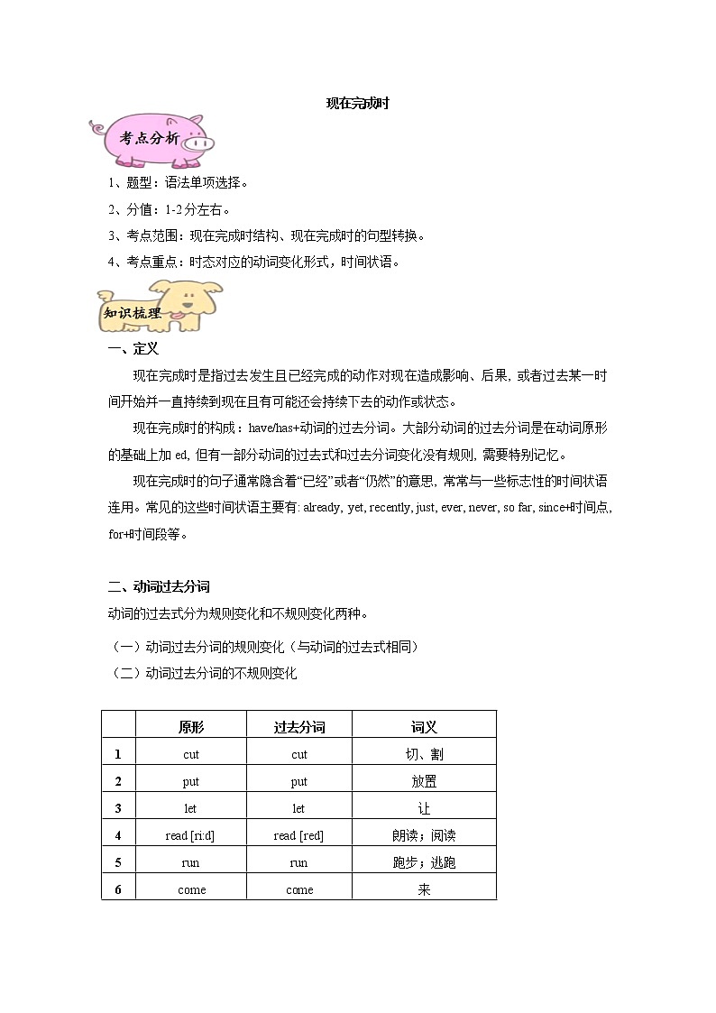 【专项练习】全套专题小升初英语复习时态第五讲 现在完成时（知识梳理+含答案）第2页