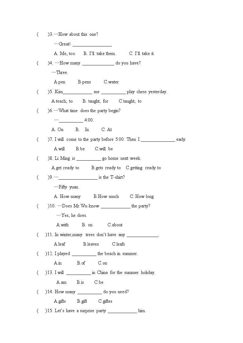 冀教版英语六下 Unit 4 同步习题三（含答案）02