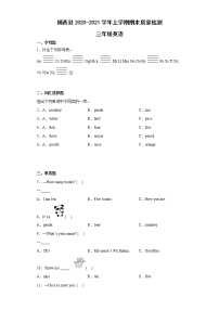 广东省揭阳市揭西县2020-2021学年三年级上学期期末英语试题