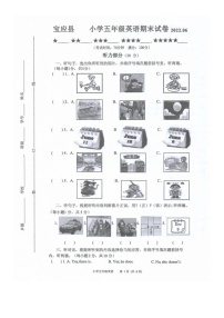 江苏省扬州市宝应县2021-2022学年五年级下学期期末英语试题