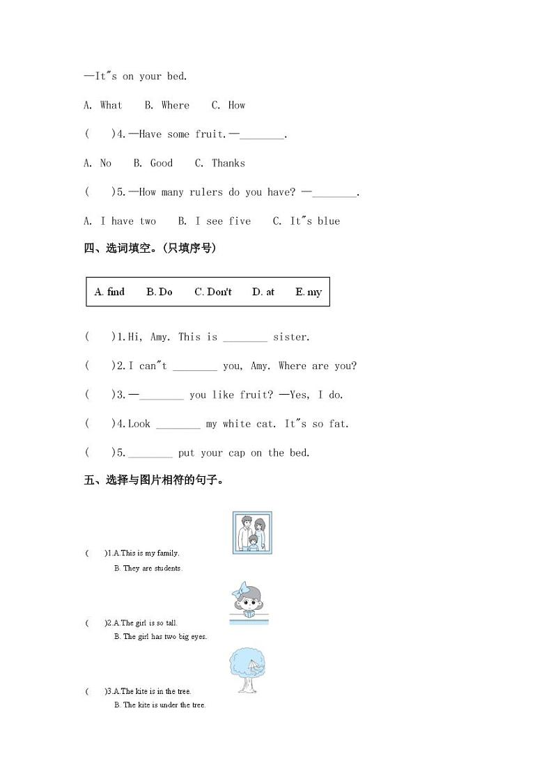 2022-2023学年人教版版三年级下册英语期末专项提升调研卷（含解析）第2页