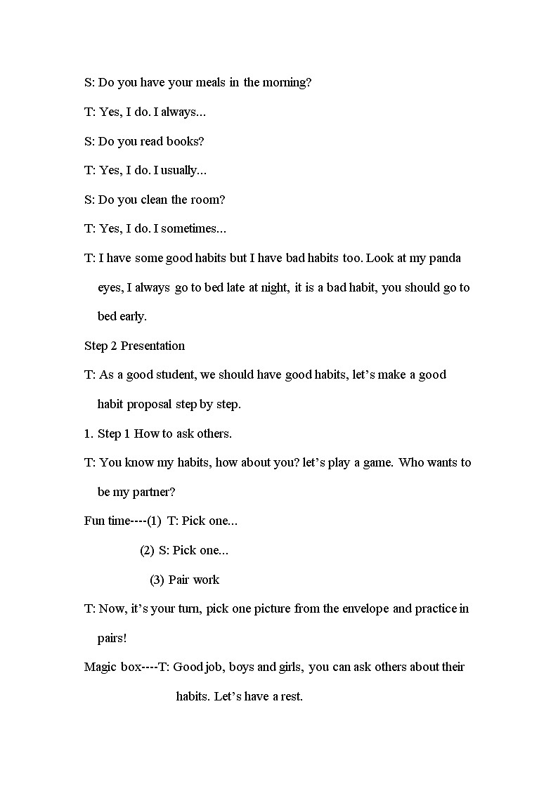 Unit 2 Good habits Grammar time, Fun time & Sound time 课件+教案+素材02