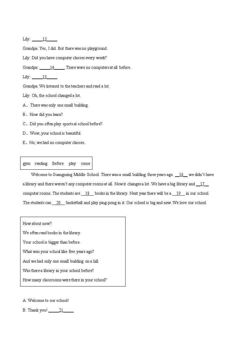 【单元专题卷】人教（3起）英语6年级下册Unit4·专题02 阅读与写作(含答案)03