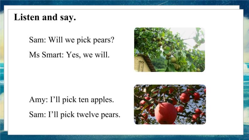 外研版（一起）英语三年级下册课件 《Module 4Unit 1 We'll pick fruit.》07
