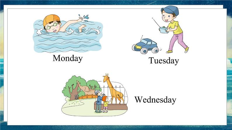 外研版(一起)英语三年级下册课件 Module 5 Unit 2 On Monday I'll go swimming.04