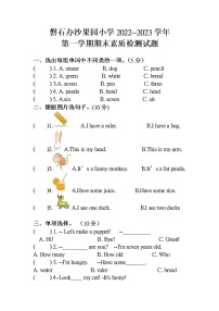 山东省菏泽市曹县磐石办沙果园小学2022-2023学年三年级上学期期末考试英语试题