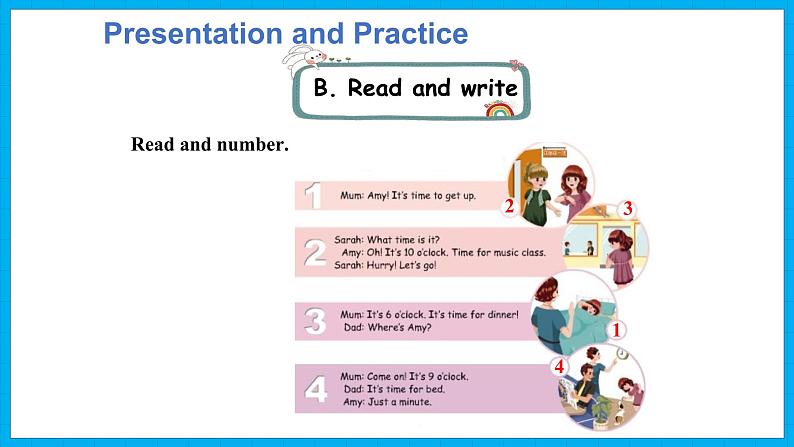 Unit 2　What time is it？Part B Read and write &Part B Let’s check & Part C  Story time（课件）人教PEP版英语四年级下册06