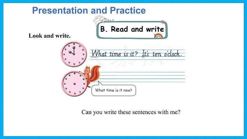 Unit 2　What time is it？Part B Read and write &Part B Let’s check & Part C  Story time（课件）人教PEP版英语四年级下册07