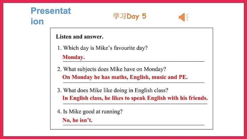 Recycle　Mike＇s happy days 第3课时（课件）人教PEP版英语六年级下册08