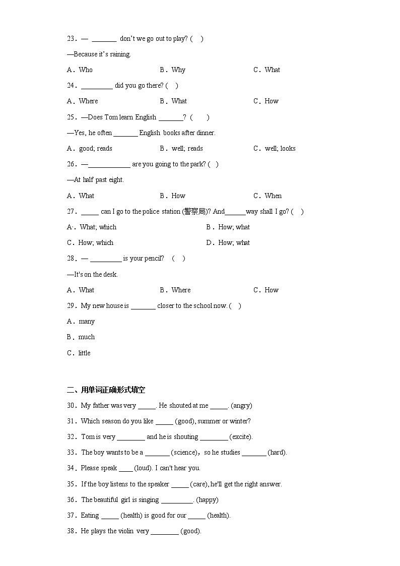 2023年小升初英语+语法专题突破-副词+外研版（三起）第3页