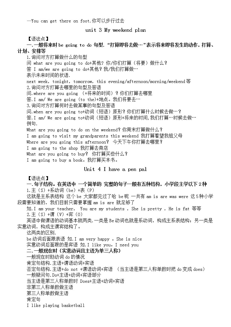 小学英语人教版六年级上下册各单元语法重点第2页